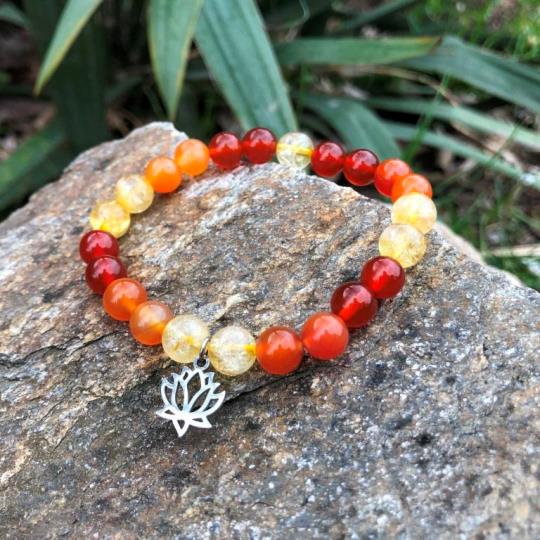 Minerální náramek citrín, karneol - OHNIVÝ KVĚT